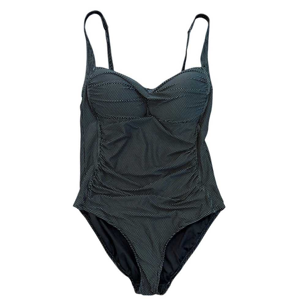 Nip Tuck Swim Joanne One Piece Swimsuit Size 10 Black Polka Dot Sweetheart Neck